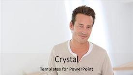  Presentation with werry old man and gis music - Cool new slide deck with good looking - portrait of handsome 40-year-old man backdrop and a soft green colored foreground