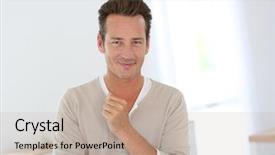  Presentation with old man - Amazing slide set having good looking - portrait of handsome 40-year-old man backdrop and a mint green colored foreground