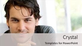  Presentation with young black couples hiking - PPT theme with good looking - portrait of handsome young guy background and a light gray colored foreground