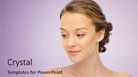  Presentation with face wash woman washing up - PPT theme with good looking - smiling young woman face background and a lemonade colored foreground