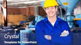  Presentation with bible all things work together for good - Presentation having good looking blue collar worker background and a ocean colored foreground