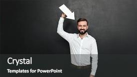  Presentation with pointer - Slide deck having good-looking brunette man holding background and a dark gray colored foreground