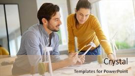  Presentation with mechanical engineers mechanical engineering science - Slide set featuring good looking engineers discussing turbines background and a coral colored foreground