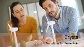  Presentation with mechanical engineers mechanical engineering science - Theme enhanced with good looking engineers discussing turbines background and a coral colored foreground