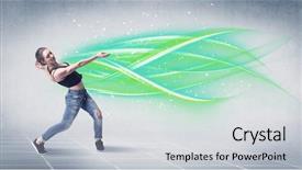  Presentation with green globe latitude lines - Slides having good looking fresh street dancer background and a light gray colored foreground