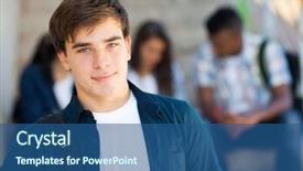  Presentation with highschool - Colorful slide deck enhanced with good looking highschool boy backdrop and a ocean colored foreground