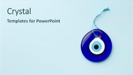  Presentation with turkish - Cool new slides with good luck - blue turkish eye on blue backdrop and a sky blue colored foreground