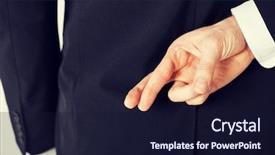  Presentation with fingers - Amazing PPT theme having good luck - bright picture of man backdrop and a wine colored foreground