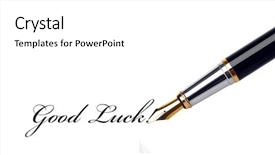  Presentation with fountain pen - Slides featuring good luck - fountain pen isolated on white background and a white colored foreground