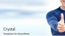  Presentation with good luck - Amazing PPT theme having good luck - happy man thumbs backdrop and a cool aqua colored foreground