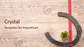  Presentation with four leaf clover - Beautiful slide deck featuring good luck - horseshoes with four leaf clover backdrop and a lemonade colored foreground