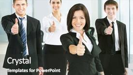  Presentation with young business people - Theme consisting of good luck - portrait of confident young business background and a dark gray colored foreground