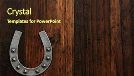  Presentation with rustic wood - Audience pleasing PPT theme consisting of miniature house on dart board backdrop and a sky blue colored foreground