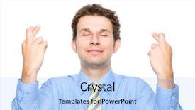  Presentation with fingers - Colorful PPT theme enhanced with his fingers crossed and eyes backdrop and a light blue colored foreground