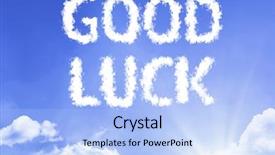  Presentation with good luck - Colorful PPT layouts enhanced with good luck cloud word backdrop and a light blue colored foreground