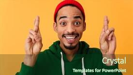  Presentation with good luck - Colorful presentation design enhanced with good luck isolated over yelow backdrop and a forest green colored foreground