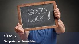  Presentation with good luck - Slides with good-luck-sign-white-chalk background and a  colored foreground