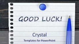  Presentation with good luck - Audience pleasing theme consisting of good luck text on page backdrop and a sky blue colored foreground