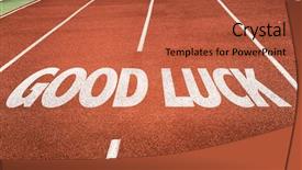  Presentation with good luck - Amazing slide set having good luck written on running backdrop and a red colored foreground