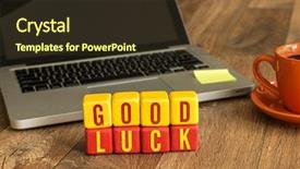  Presentation with good - Cool new slides with good luck written backdrop and a tawny brown colored foreground