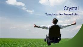  Presentation with green - Slides featuring good man - young men sitting on chair background and a lemonade colored foreground