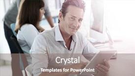  Presentation with flower office desk table - Beautiful presentation featuring good manager - attractive businessman in office using backdrop and a gray colored foreground