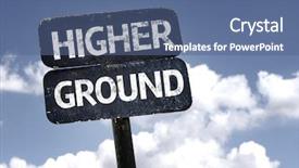  Presentation with stormy sky and dark clouds - Slides featuring good moral - higher ground sign with clouds background and a ocean colored foreground