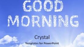  Presentation with inspirational - Audience pleasing PPT theme consisting of good morning cloud word backdrop and a light blue colored foreground