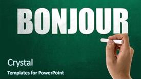  Presentation with good - Colorful PPT theme enhanced with good morning in french backdrop and a forest green colored foreground