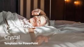  Presentation with good - Slide deck featuring good-morning-middle-aged-beautiful background and a coral colored foreground