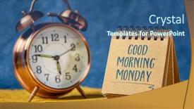  Presentation with spiral notebook - Beautiful slide set featuring good-morning-monday-cheerful-handwriting backdrop and a ocean colored foreground