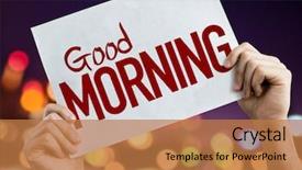  Presentation with good morning couple bed - Colorful PPT layouts enhanced with good morning placard with night backdrop and a coral colored foreground