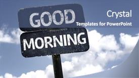  Presentation with clouds - Audience pleasing presentation theme consisting of good morning sign with clouds backdrop and a ocean colored foreground