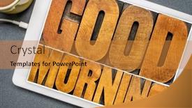  Presentation with digital printing - Slide deck featuring good-morning-word-abstract-text background and a  colored foreground