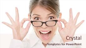  Presentation with portrait of excited overjoyed female - Colorful slides enhanced with good news - funny portrait of excited asian backdrop and a lemonade colored foreground