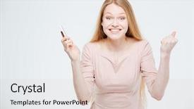  Presentation with health and happiness - Amazing theme having good news - happiness woman holding phone backdrop and a lemonade colored foreground