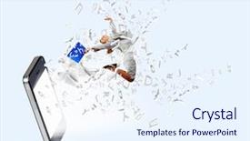  Presentation with phone - PPT layouts featuring fancy fruit cake top view background and a soft green colored foreground.