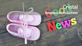  Presentation with news - PPT layouts with good news word on wooden background and a gray colored foreground