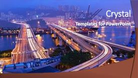  Presentation with highways - PPT theme with good night - cargo terminal and highways background and a cobalt blue colored foreground