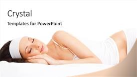  Presentation with bed - Slide set featuring good night - cute woman sleeps background and a white colored foreground