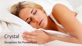  Presentation with relaxed sleeping - PPT theme with good night - young pretty woman sleeping background and a coral colored foreground
