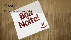  Presentation with good - Amazing presentation having good night in portuguese on paper note on texture background backdrop and a coral colored foreground