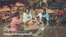  Presentation with good - Theme with good old friends drinking beer background and a coral colored foreground