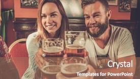  Presentation with beer garden friends in tracht - Theme featuring good old friends drinking beer background and a coral colored foreground