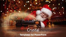  Presentation with sparkling lights - Audience pleasing PPT theme consisting of good-old-santa-claus-brought backdrop and a tawny brown colored foreground