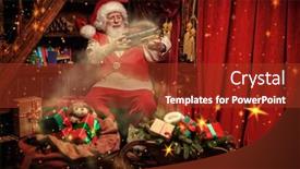  Presentation with tale - PPT theme featuring good-old-santa-claus background and a tawny brown colored foreground