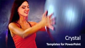  Presentation with gym ball - Beautiful slide deck featuring ball crunch exercising in fitball backdrop and a navy blue colored foreground