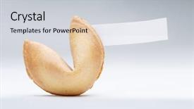  Presentation with cookie - Beautiful presentation theme featuring good predict - photo of one chinese cookie backdrop and a light gray colored foreground
