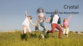  Presentation with family children - Slide set featuring good time in the green background and a light blue colored foreground