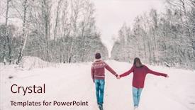  Presentation with golden christmas trumpet and red - Theme consisting of good time on the january background and a sky blue colored foreground